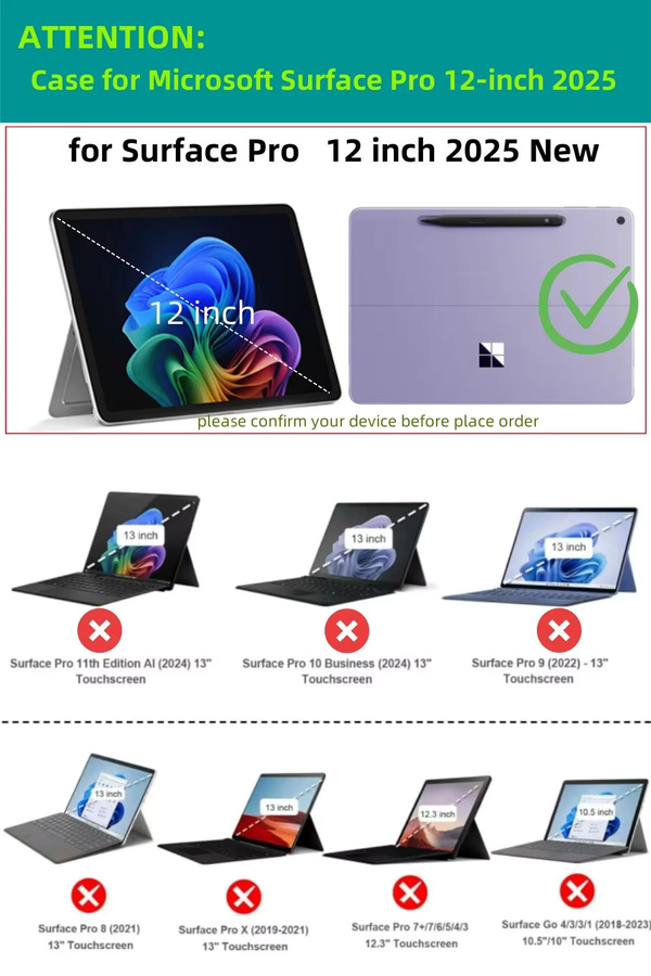 YNMIWEI Business-Hülle für Microsoft Surface Pro 12 Zoll (2025) aus PU-Leder in Braun mit Mehrfach-Winkelansicht-Ständer und Tastaturhalterung - Bild 2