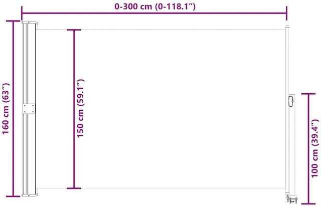 Einziehbare Seitenmarkise von VD Home Furnishing in Rot, B/H: 300 x 150 cm - Bild 1