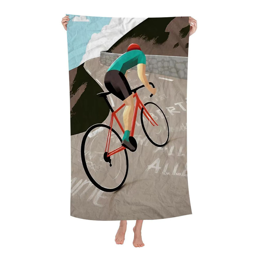 Saugfähiges Mikrofaser Strandtuch mit Vintage Landschaftsmotiv in Multicolour, schnelltrocknend und weich für Yoga, Schwimmen oder Outdoor-Aktivitäten - Bild 6