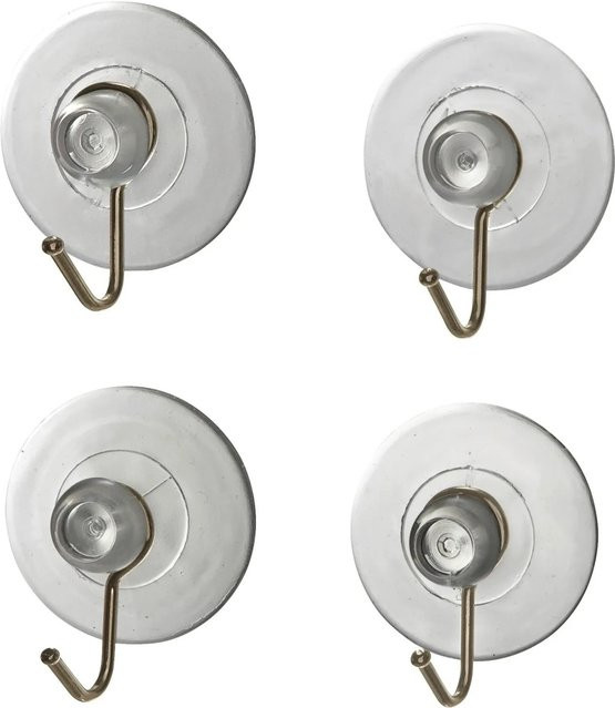 Wenko Saughaken aus Kunststoff in Nickel-Optik, transparent, 4er-Set - Bild 1