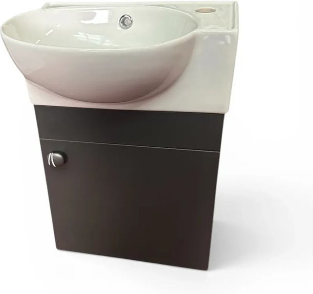 Kreabad Badmöbel Unterschrank mit Keramik Waschbecken in Anthrazit Matt, B/T: 45 x 28 cm - Bild 1