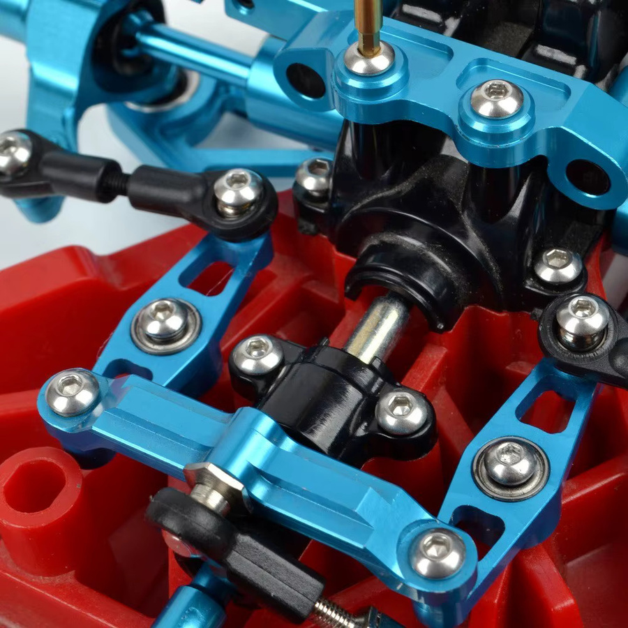 Tamiya Aluminium RC Kugellager-Kurbel-Lenkungsset, Blau, Metall, Zubehör - Bild 3