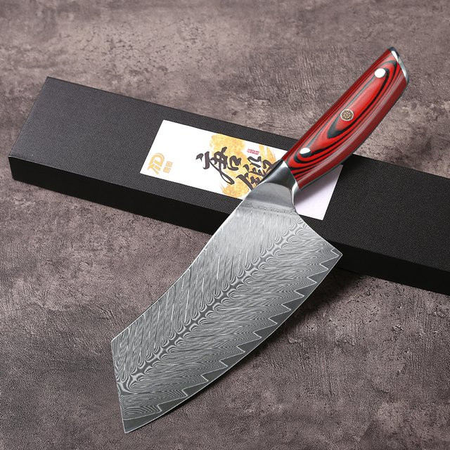MOSTODOZO 7-Zoll Gemüsemesser aus 67-Lagen-Damaszenerstahl in Silber, Professionelles Damast-Küchenmesser und scharfes Hackmesser - Bild 1