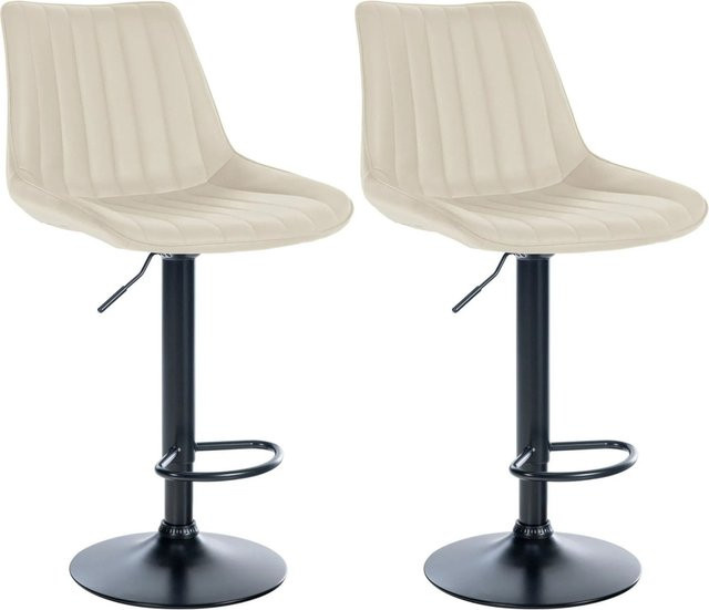 DELUKE Barhocker RIO 2er Set, Barstühle mit Lehne aus Kunstleder und Metall, Creme/Schwarz, Höhe: 112 cm, Breite: 58 cm, Tiefe: 50 cm - Bild 1