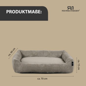 Rohrschneider Katzenbett aus Cord in Beige mit waschbarem Bezug und integriertem Spielzeug - Bild 2