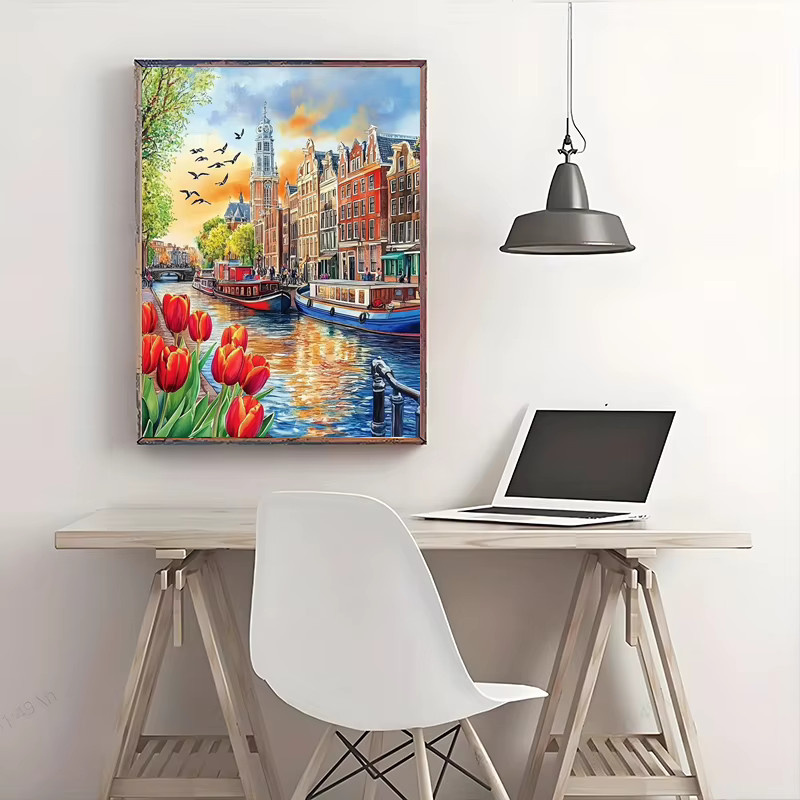 YZMLY DIY-Diamant-Malerei-Set Wasserstadt in Multicolour, Wanddekoration B: 40,0 cm, H: 30,0 cm - Bild 2