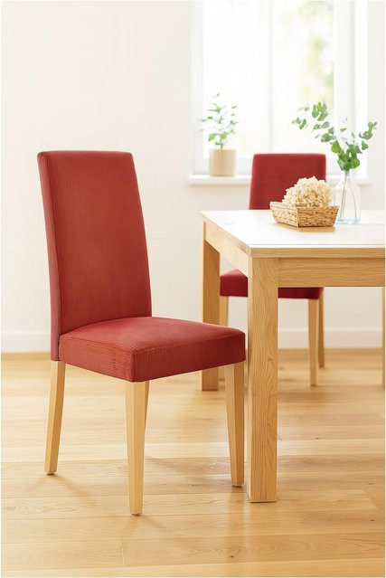Möbel direkt online Esszimmerstuhl Stella Set aus 2 Stück mit Cordbezug und Massivholz in Rot, Braun oder Blau - Bild 1