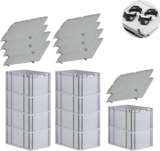 PROREGAL Spar Set mit 10x Eurobox Nextgen Economy und Auflagedeckeln in Schwarz, H x B x T: 32 x 40 x 60 cm - Bild 1