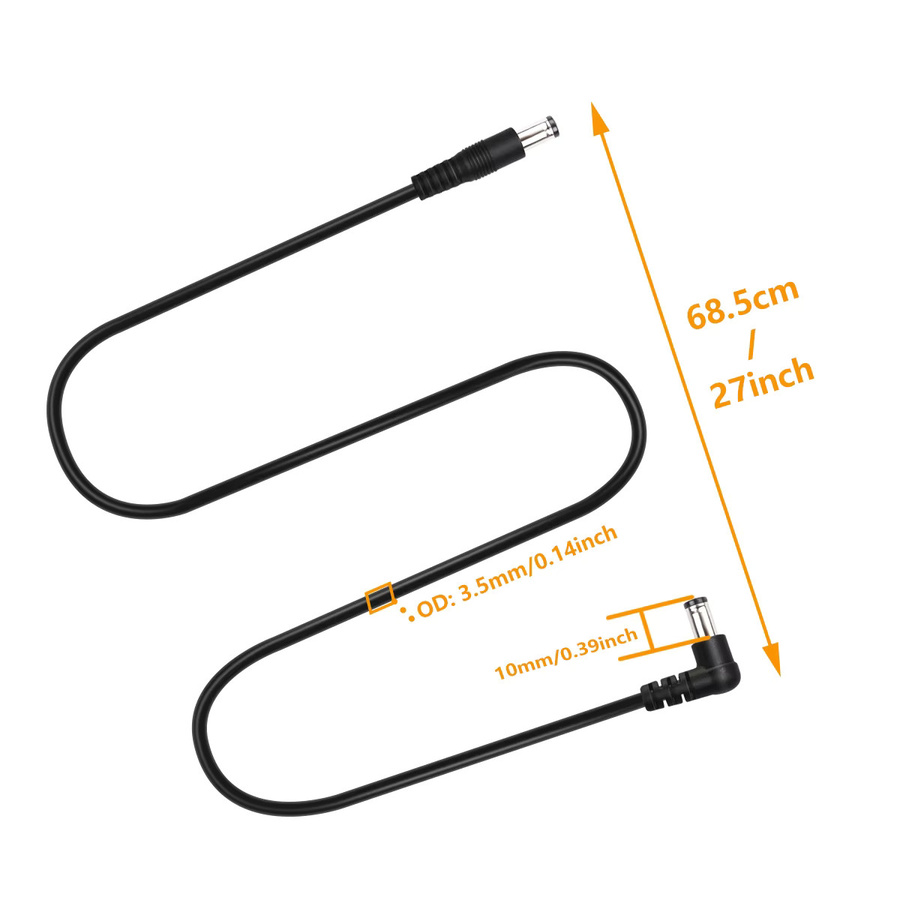 YUEYINPU 5er Set DC-Stromkabel 5,5 x 2,11 mm in Schwarz für Gitarreneffektpedale, 24 AWG - Bild 2