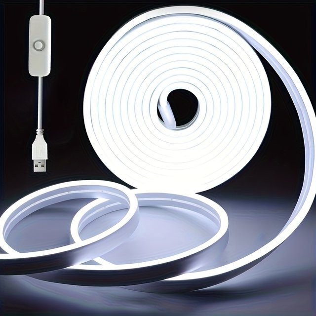 Wasserdichter USB 5V LED Neon-Lichtstreifen aus weißem Silikon für deine TV-Hintergrundbeleuchtung und DIY-Dekoration - Bild 1