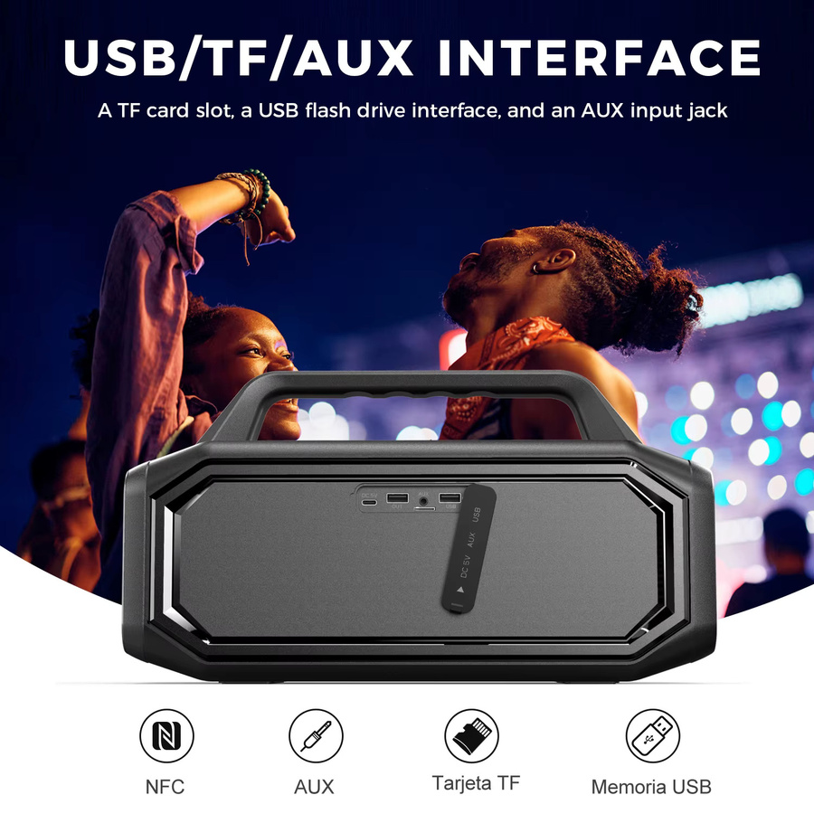 W-KING BT261-2 Bluetooth-Lautsprecher 80W, tragbarer Outdoor-Lautsprecher mit Bass-Boost und IPX6 Wasserdichtigkeit, Schwarz - Bild 6