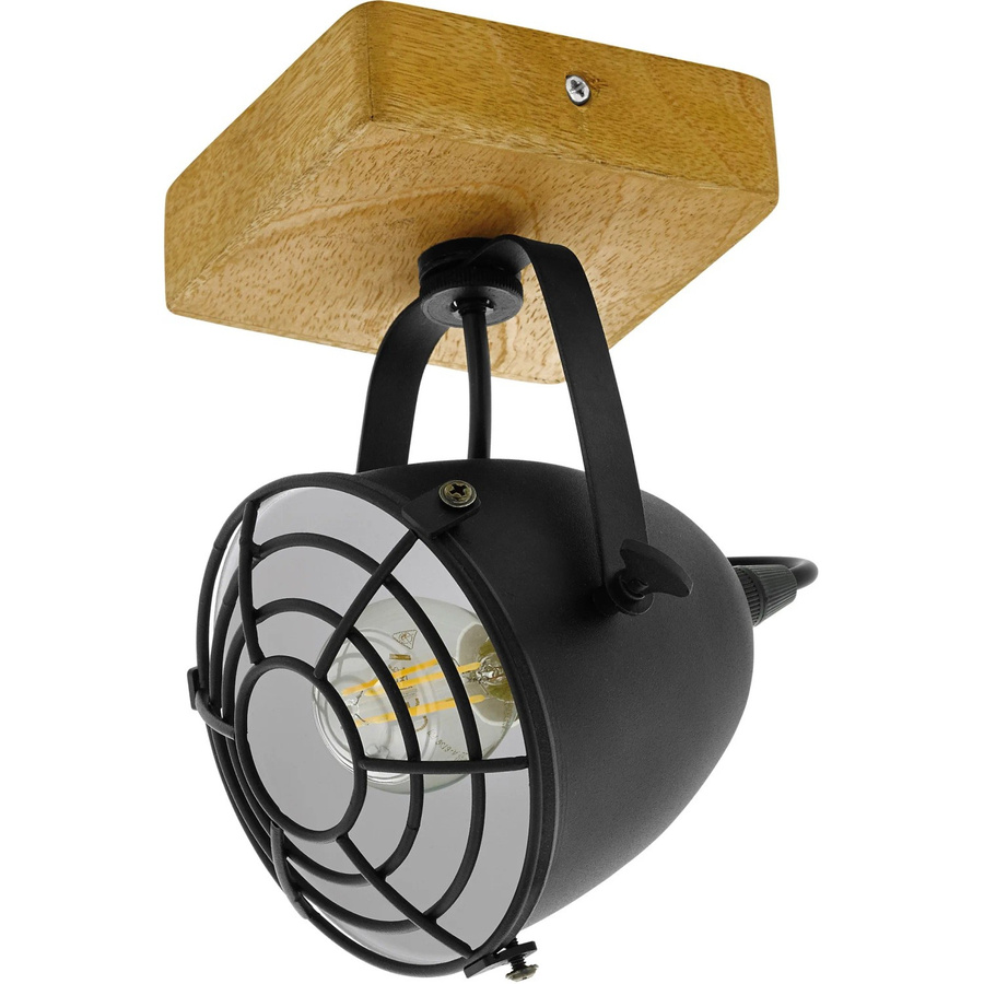 Eglo Gatebeck 1-flammige Spotleuchte in Schwarz mit Holz- und Stahlelementen im Vintage-Design für deinen Wohnbereich - Bild 2