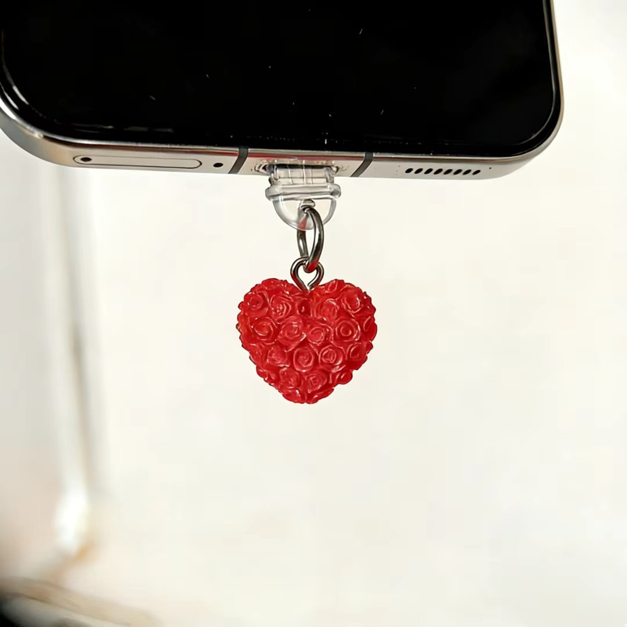 Roter Rosen-Herz-Staubschutz mit USB-C Anschluss - Bild 2