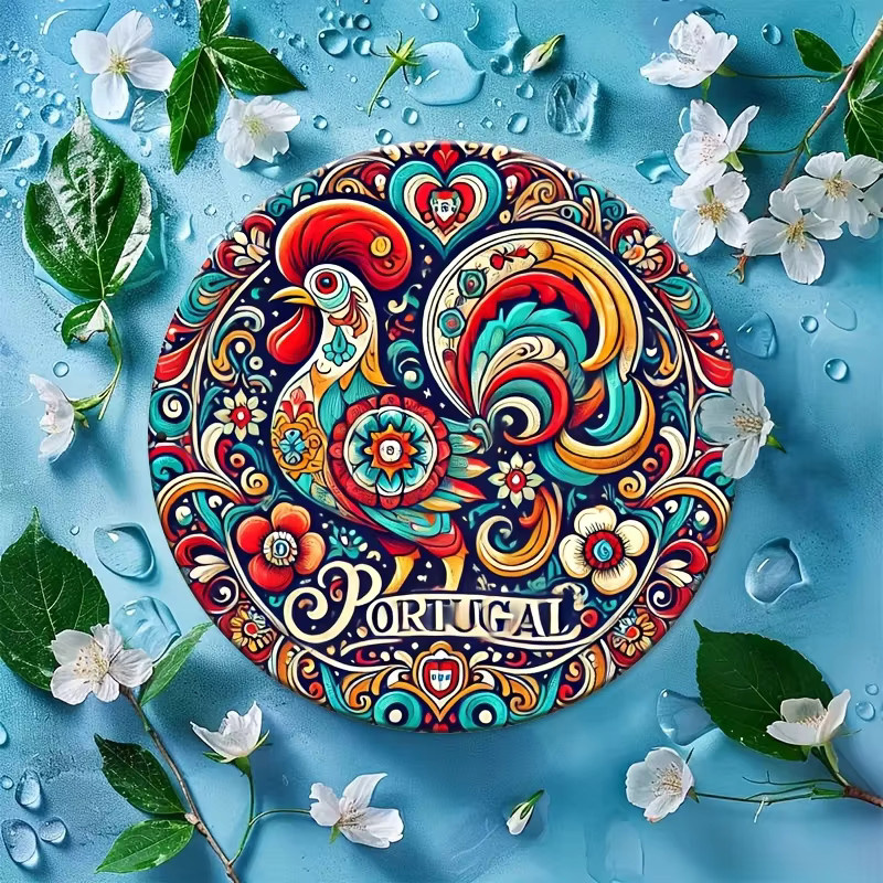 HELLOYOUNG Hahn-Wandkunst aus Metall mit Blumen-Motiv im Vintage-Stil, Multicolour, B/H: 19,81 x 19,81 cm - Bild 3