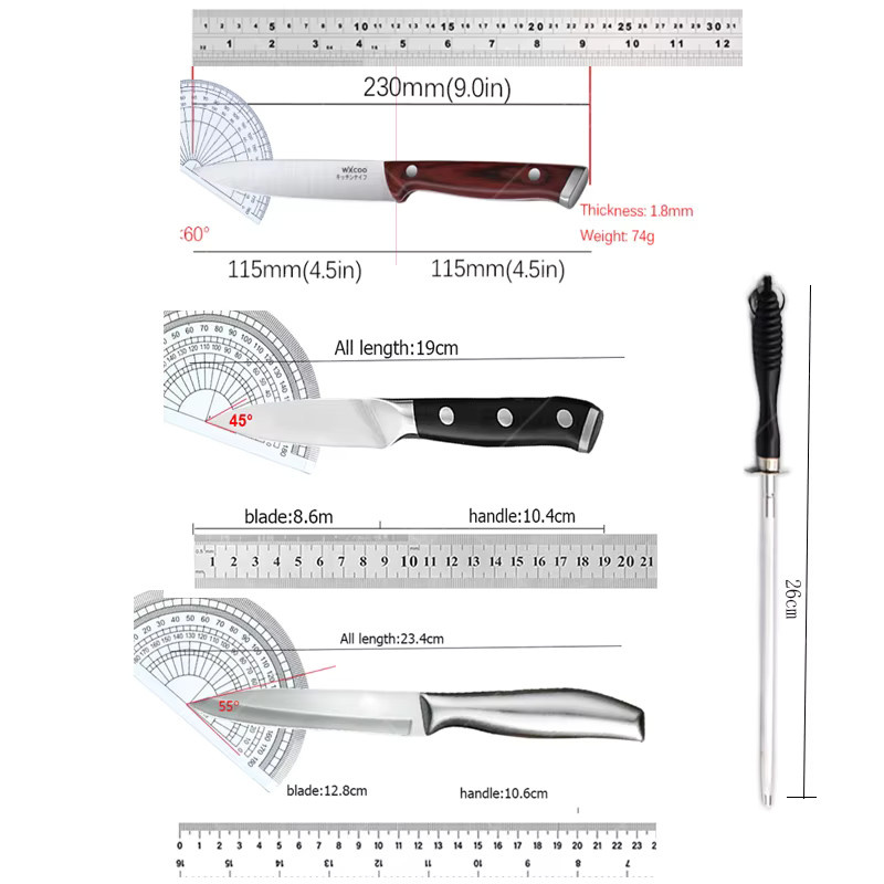 WXCOO Edelstahl Küchenmesser Set für Obst, Fleisch und zum Schälen - Bild 4