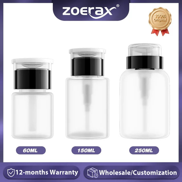 ZoeRax Nachfüllbare Presspumpflasche als transparenter Spender für Flüssigreiniger, 60 ml, 150 ml und 250 ml - Bild 1