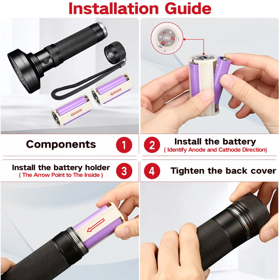 Heinast Tragbare UV-LED-Schwarzlicht-Taschenlampe in Schwarz zur Erkennung von Haustierflecken und Bettwanzen - Bild 2