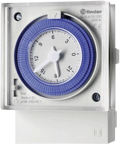 Finder Mechanische Zeitschaltuhr Serie 12.31 für Frontaufbau, 230 V/AC, Weiß - Bild 1