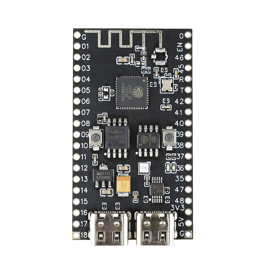 ESP32-S3 N16R8 Entwicklungsboard mit 16MB Flash, 8MB PSRAM, WS2812 LED und USB-C Anschluss in Schwarz - Bild 2
