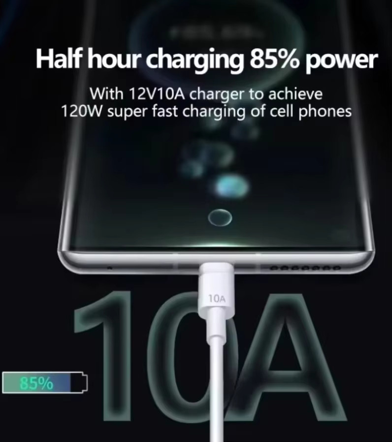 USB-C-zu-USB-C-Datenkabel mit 120W und 10A PD-Schnellladefunktion in Weiß - Bild 3