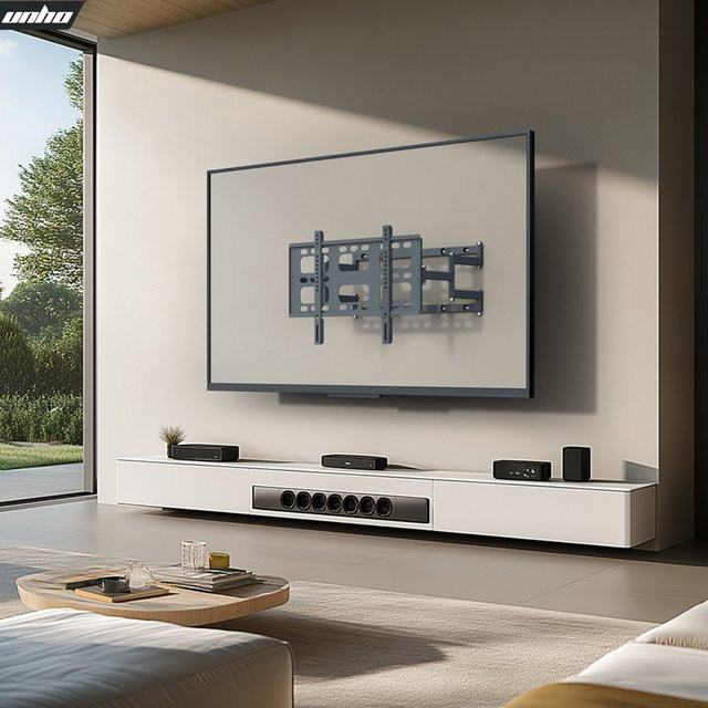 Unho Full Motion Gelenk-Wandhalterung für Fernseher von 40 bis 85 Zoll, schwarz, drehbar nach links und rechts - Bild 1