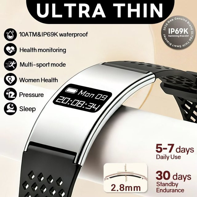 LIGE Smart-Armband in Schwarz und Silber mit Herzfrequenz- und Blutsauerstoffmessung, 10ATM wasserdicht und Gesundheitsüberwachung für Damen und Herren - Bild 1