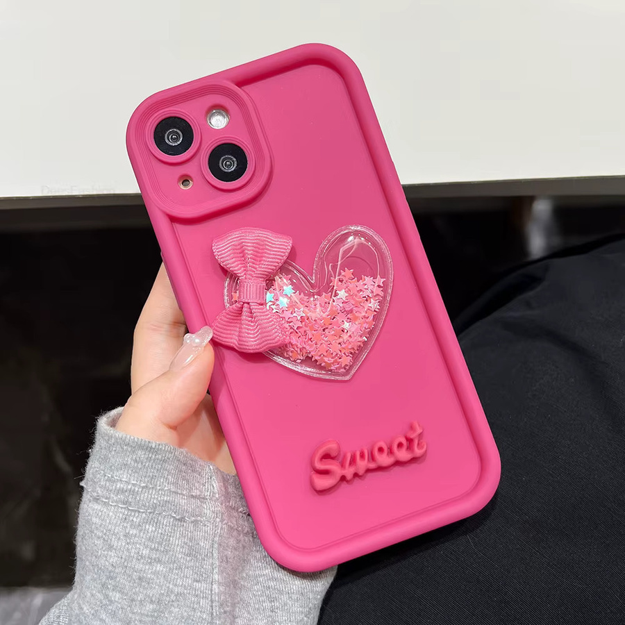 AKABEILA Silikonhülle mit Cartoon-Herz Design für iPhone in Rot - Bild 4