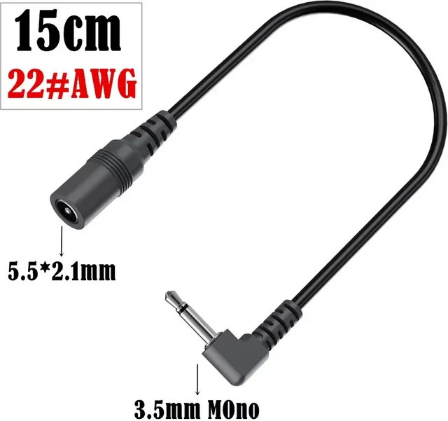 Electro Harmonix Netzteil-Konverterkabel DC-Leitung für E-Gitarren-Effektpedale, 5,5 mm auf 3,5 mm, Schwarz - Bild 1