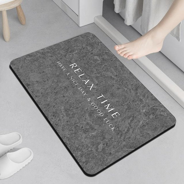 Yiran Furniture Marmor-Badezimmer-Bodenmatte in Grau, wasserabsorbierend, schnell trocknend und rutschfest, B/T: 40 x 60 cm - Bild 1