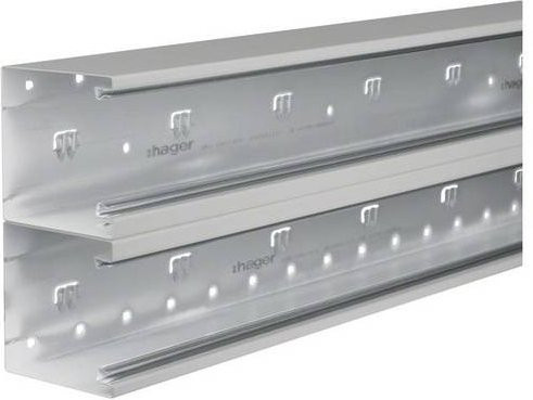 Hager Brüstungskanal Unterteil aus Stahl in Silber, Länge: 200 cm, Breite: 21 cm - Bild 1