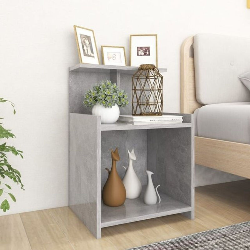 Moderner Nachttisch Vidaxl aus Holzwerkstoff in Betongrau, B/T/H: 40 x 35 x 60 cm - Bild 1