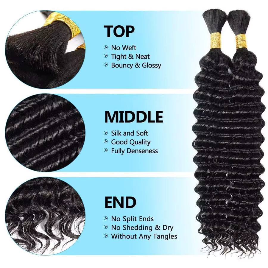 Dula A Hair Boho Braids Echthaar, Tiefes Lockiges Haar, 95g-105g - Bild 2