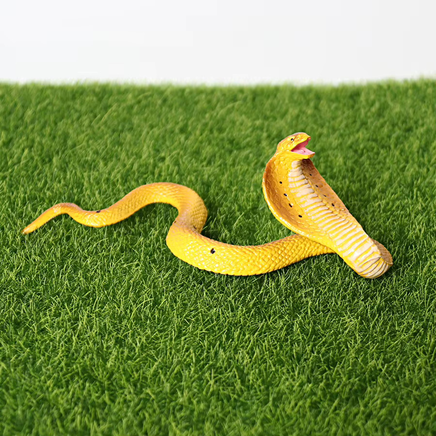 LADOFIGURES Wild Cobra Klapperschlange, Tiermodell Figur, Gelb, Kunststoff - Bild 1