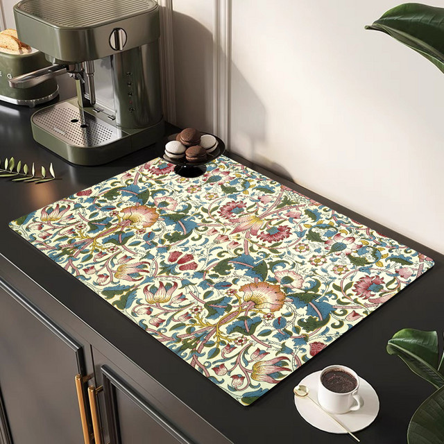 William Morris Saugfähige Abtropfmatte in Multicolour für Arbeitsplatte und Geschirr - Bild 1