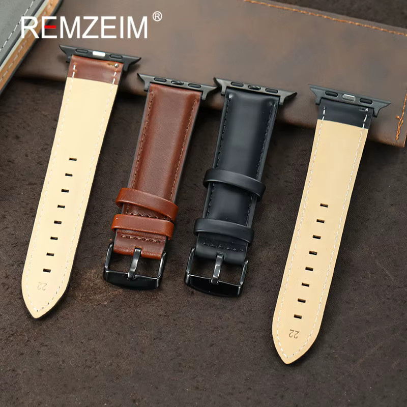 REMZEIM Uhrenarmband Leder, Schwarzbraun, Herren - Bild 1