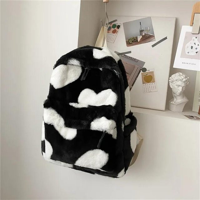 Weft Herz-Plüsch-Cartoon-Rucksack, weiches Fell, für Mädchen - Bild 1