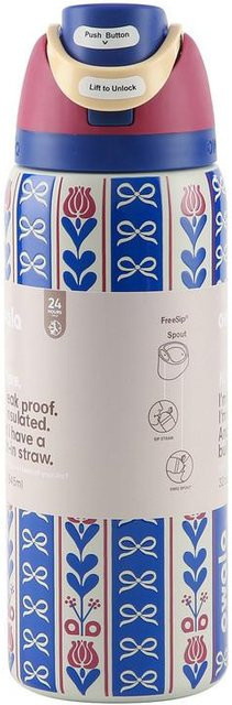 HauteHive Isolierter Edelstahlbecher mit Deckel und Strohhalm Blue Stripe, 710 ml - Bild 1