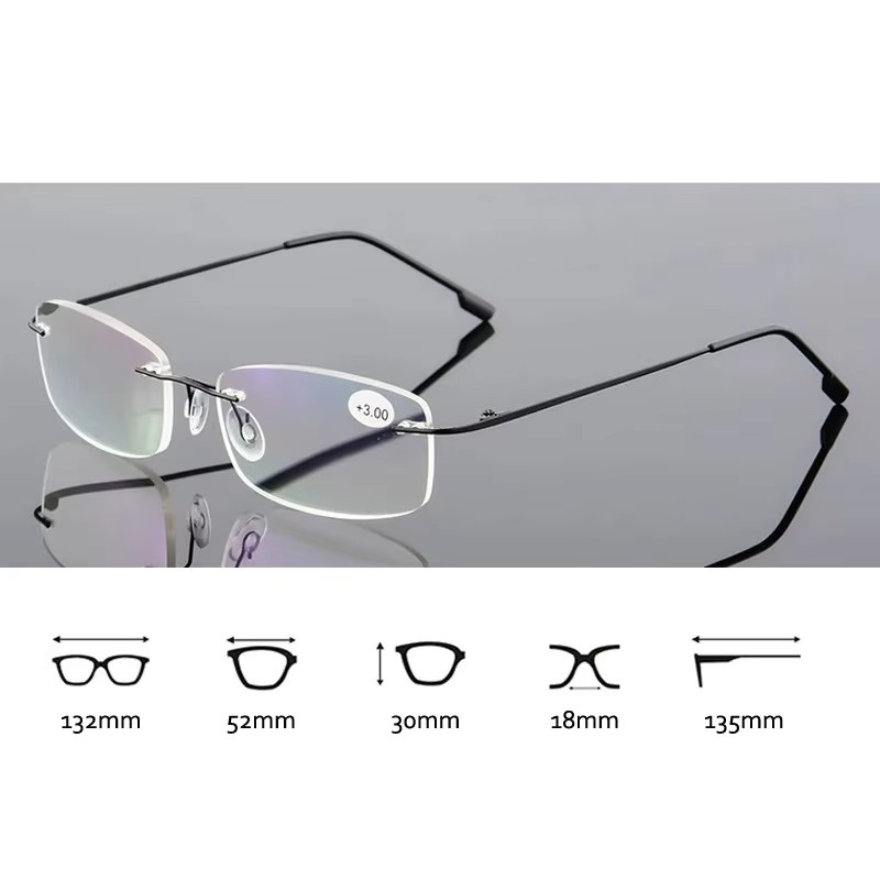 Lesebrille, randlos, quadratisch, Titanrahmen, blaues Licht blockierend - Bild 2