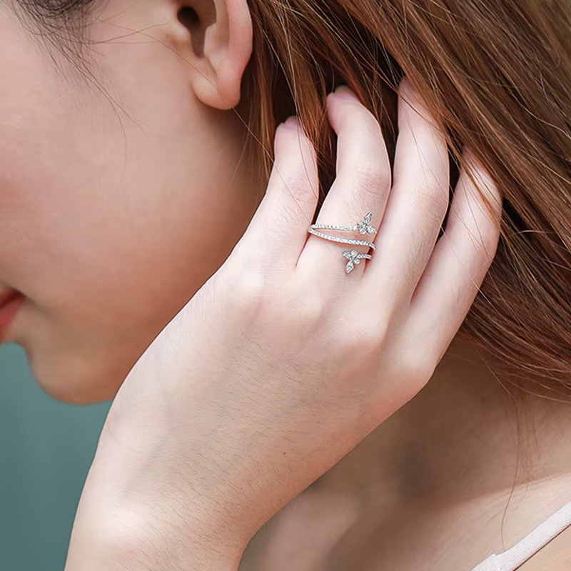 Huitan Ringe Schmetterling, Silber, Zirkonia, Damen - Bild 3