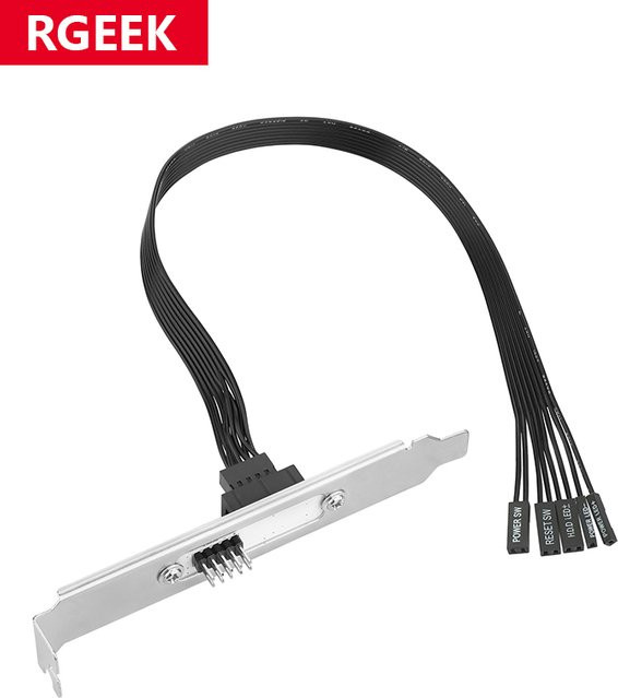 RGEEK Externer Netzschalter mit HDD-LED und Neustart-Taste als Verlängerungskabel für PC-Gehäuse, Schwarz - Bild 1