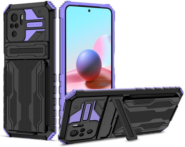 Stoßfeste Handyhülle für Xiaomi Poco M5S 4G mit Kartensteckplatz und Ständer in Schwarz - Bild 1