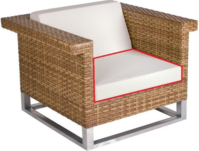 Sitzkissen Loungesessel MBM in Stone, rechteckig, Farbe: Beige/Weiß, B/T/H: 80 x 70 x 11 cm - Bild 1