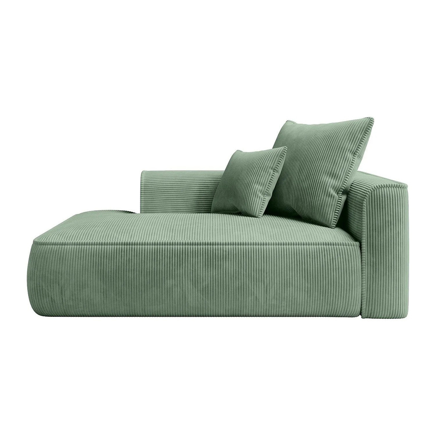Vente-unique Recamiere Pineta ohne Schlaffunktion in Mandelgrün mit Cord-Samt, Breite: 180 cm, Tiefe: 115 cm, Höhe: 67 cm - Bild 2