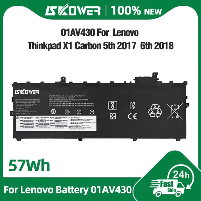 SKOWER Akku 01AV431 01AV430 01AV494 für Lenovo ThinkPad X1 Carbon 5. und 6. Generation in Schwarz - Bild 1
