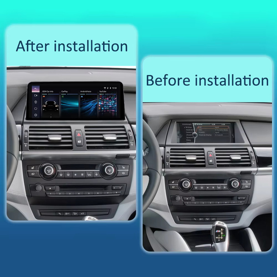 BONROAD Wireless CarPlay und Android Auto Autoradio Monitor mit YouTube und Airplay, 10,25 Zoll Touchscreen mit GPS Navigation für BMW X5 X6 E70 E71 CCC CIC System, Schwarz - Bild 2