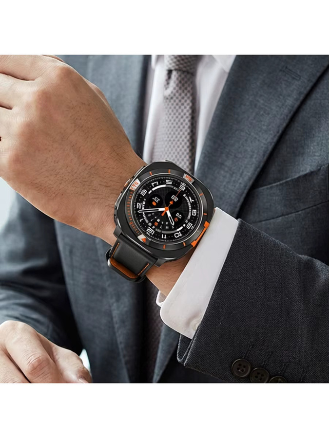 CAOWTAN Metall-Schutzhülle für Samsung Galaxy Watch Ultra 47mm mit PC-Hülle in Schwarz und Orange - Bild 6