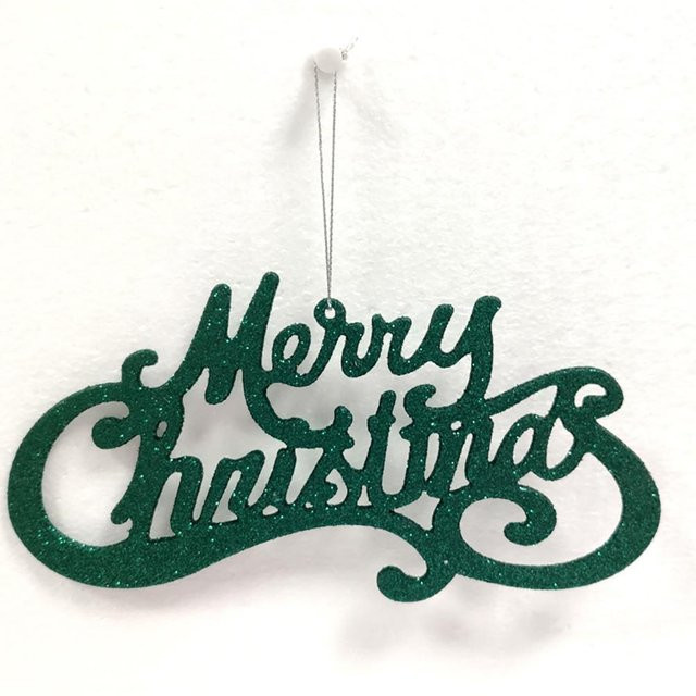 2 Stück KONNWEI Frohe Weihnachten Buchstaben Hängeornamente aus Kunststoff in Grün - Bild 1