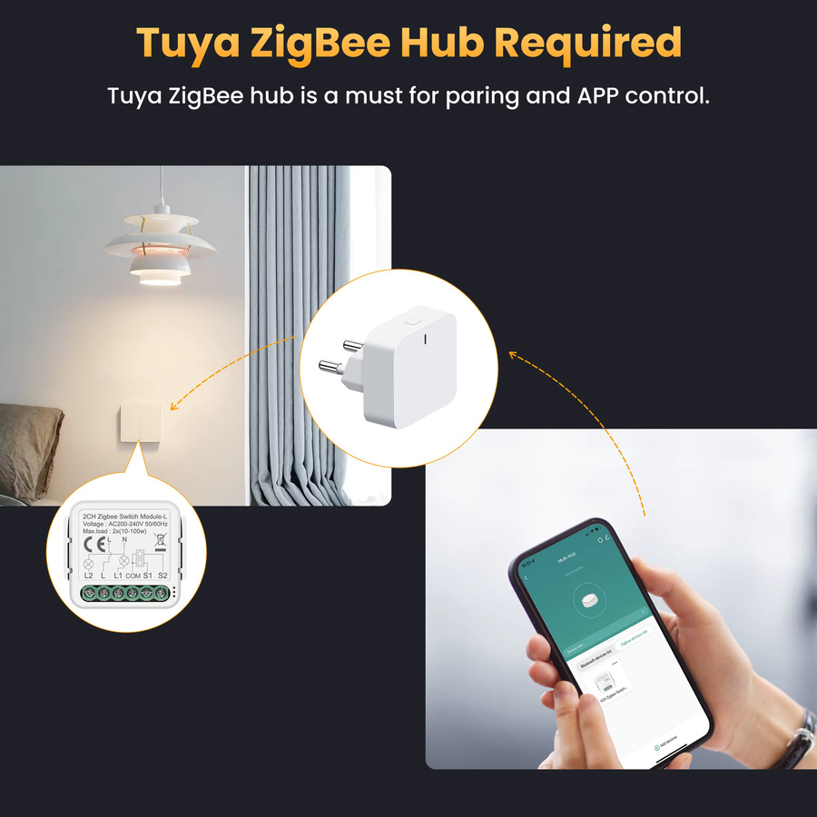 GIRIER Tuya ZigBee Smart Switch Modul in Weiß, DIY Smart Breaker Relais ohne Neutralleiter, unterstützt 2-Wege-Steuerung und Alexa - Bild 5