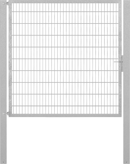 Einzeltor Flexo Plus in Silber aus feuerverzinktem Stahl, Breite: 200 cm, Höhe: 200 cm, inklusive Pfosten Breite: 100 cm, Tiefe: 100 cm - Bild 1