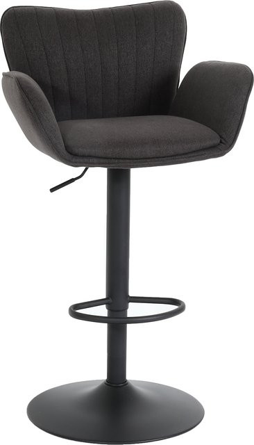 Barhocker MCW-M67 Drehstuhl mit Armlehne und Fußablage Dunkelgrau Schwarz - Bild 1